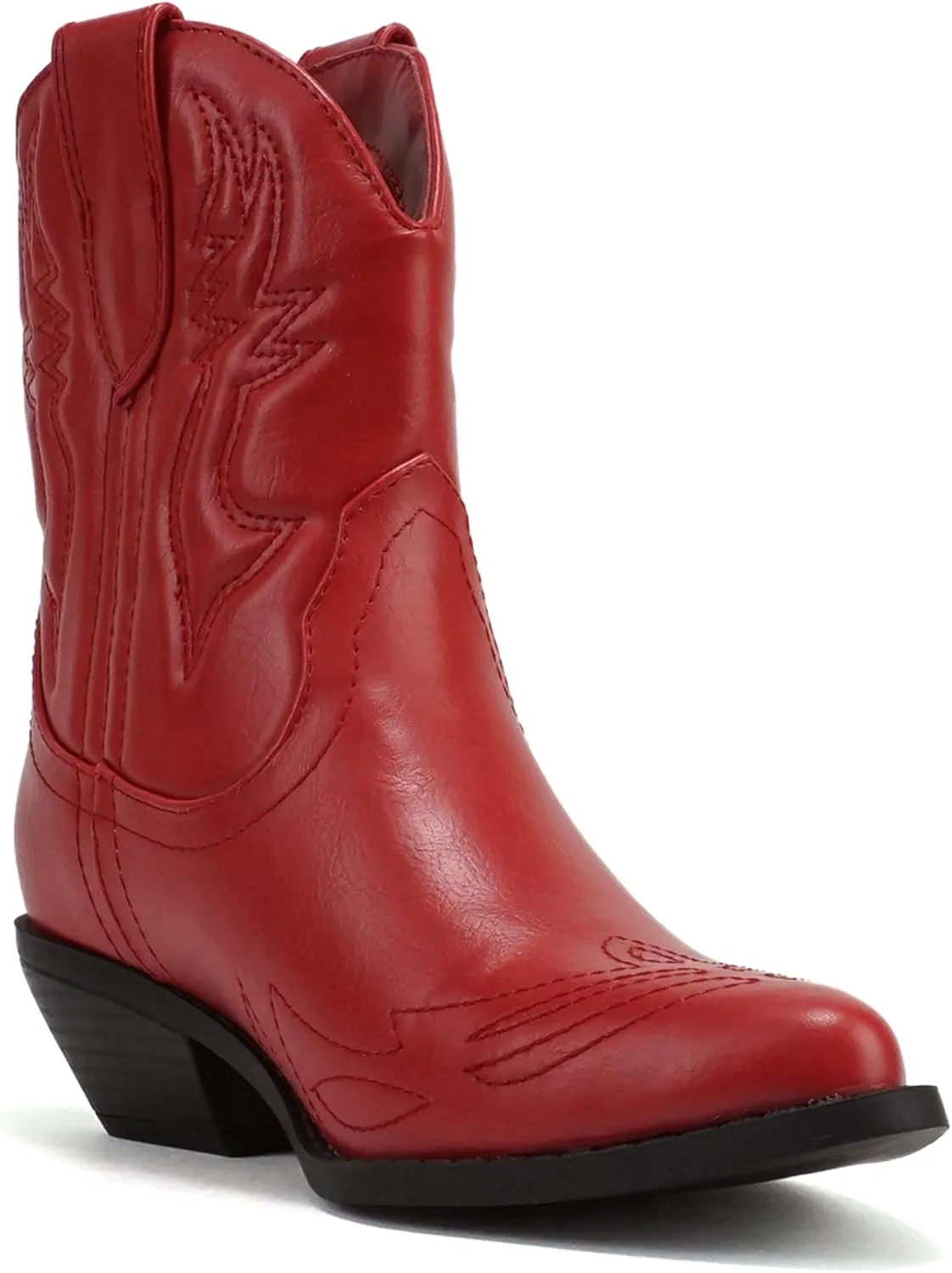 Soda Women Cowgirl Cowboy Western Stitched Ankle Boots Pointed Toe Short Booties Rigging-S (Wide Fit Available)