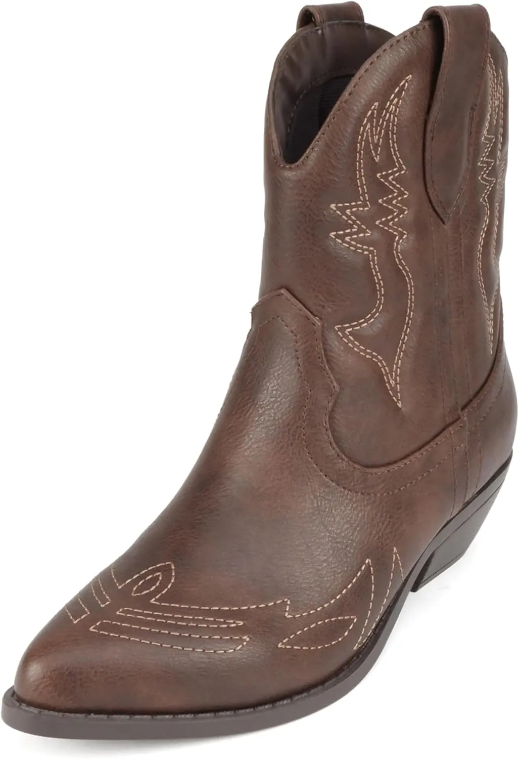 Soda Women Cowgirl Cowboy Western Stitched Ankle Boots Pointed Toe Short Booties Rigging-S (Wide Fit Available)
