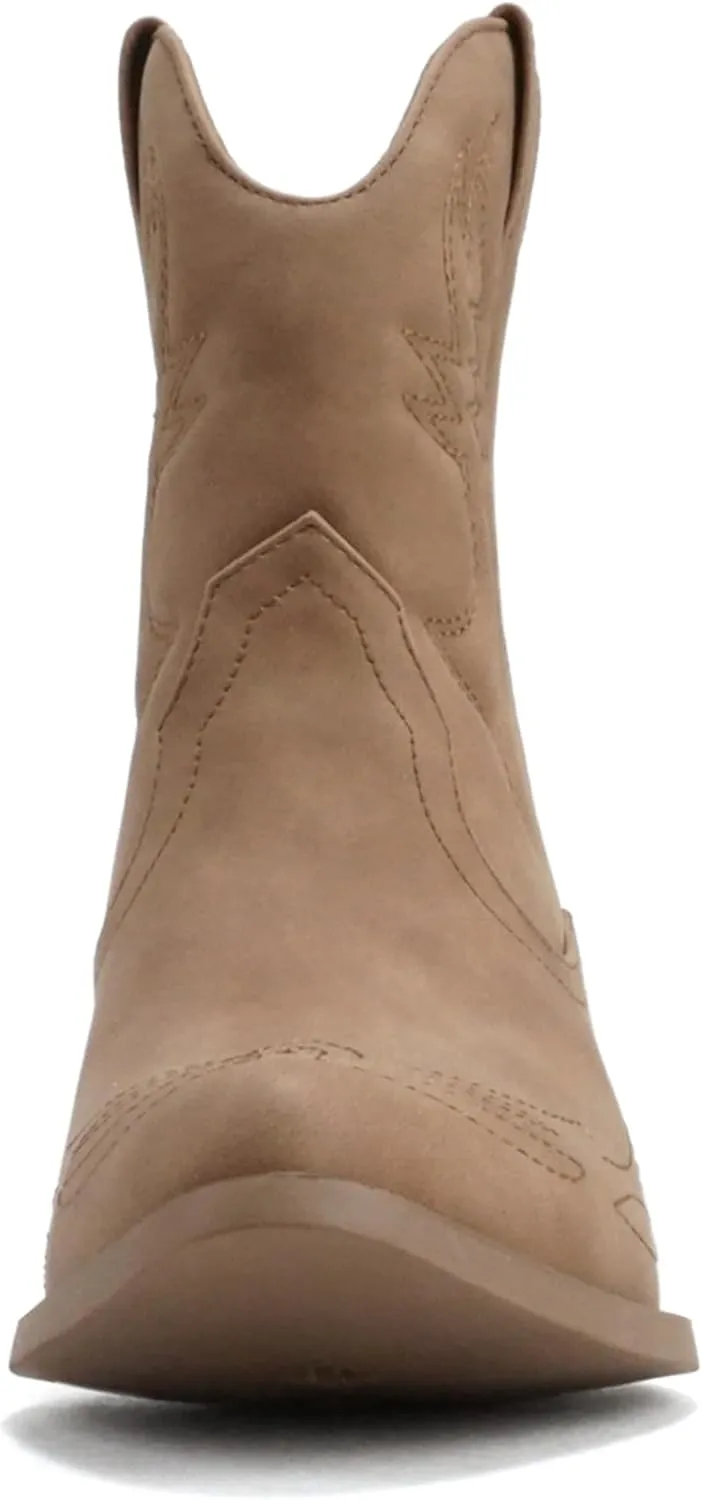 Soda Women Cowgirl Cowboy Western Stitched Ankle Boots Pointed Toe Short Booties Rigging-S (Wide Fit Available)