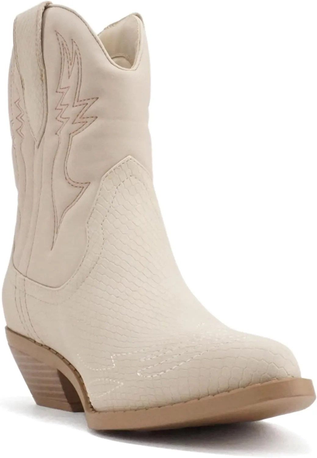 Soda Women Cowgirl Cowboy Western Stitched Ankle Boots Pointed Toe Short Booties Rigging-S (Wide Fit Available)