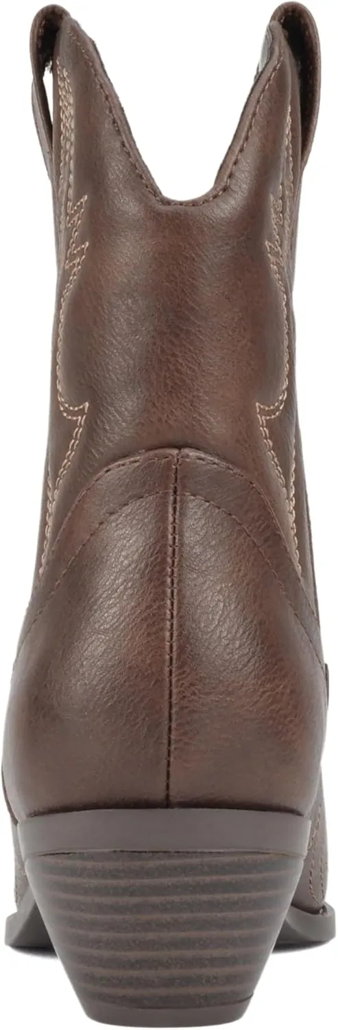 Soda Women Cowgirl Cowboy Western Stitched Ankle Boots Pointed Toe Short Booties Rigging-S (Wide Fit Available)
