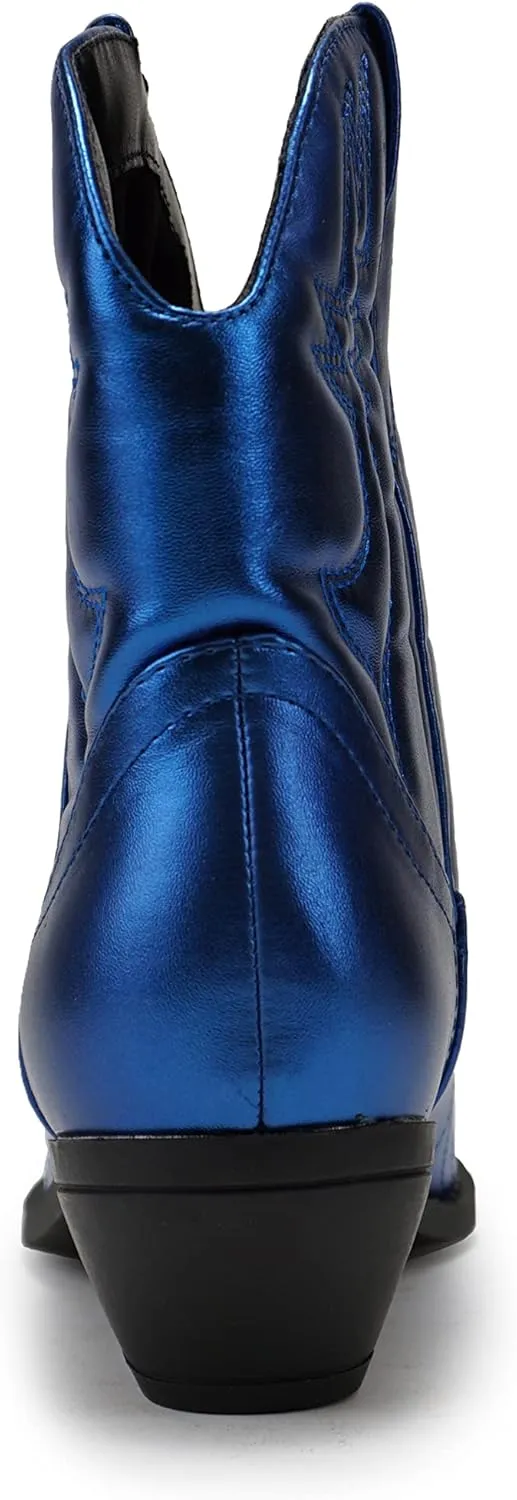 Soda Women Cowgirl Cowboy Western Stitched Ankle Boots Pointed Toe Short Booties Rigging-S (Wide Fit Available)