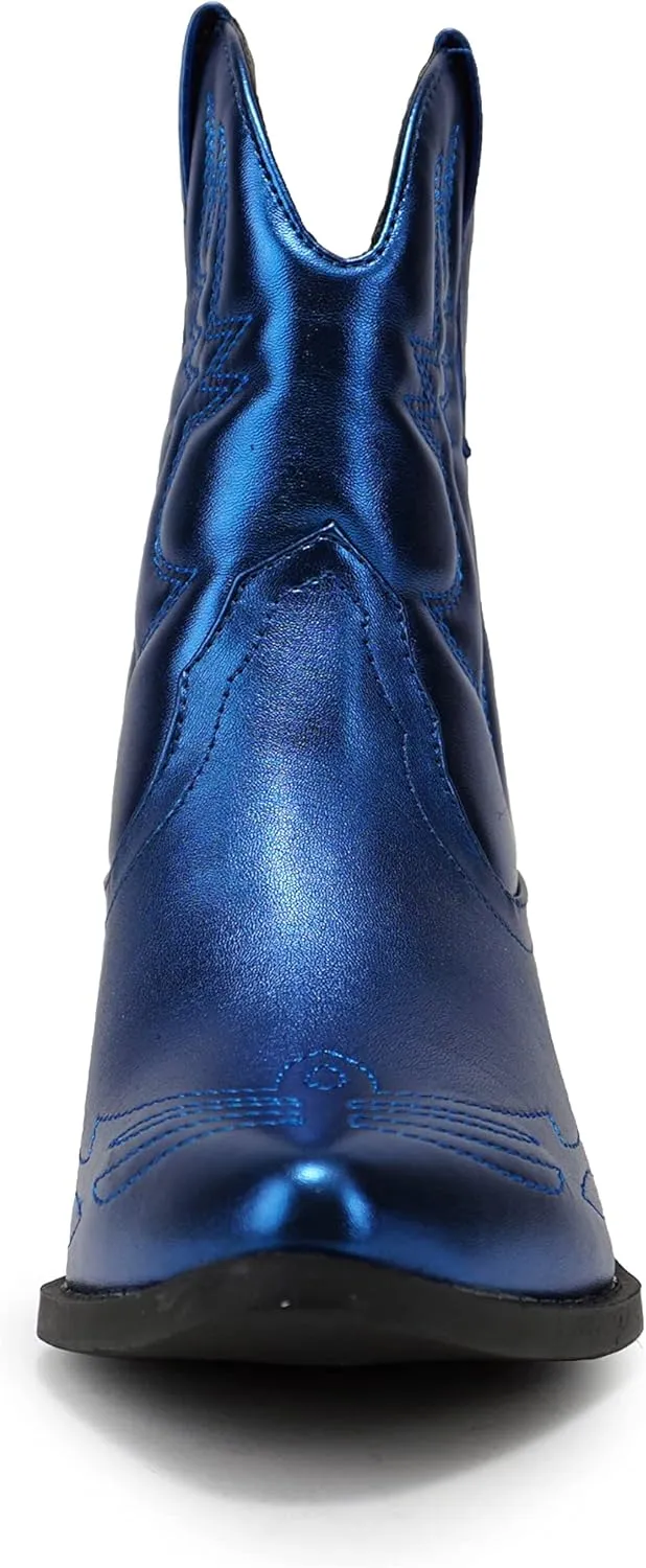 Soda Women Cowgirl Cowboy Western Stitched Ankle Boots Pointed Toe Short Booties Rigging-S (Wide Fit Available)