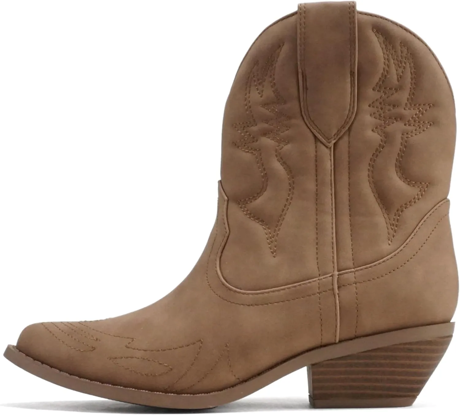 Soda Women Cowgirl Cowboy Western Stitched Ankle Boots Pointed Toe Short Booties Rigging-S (Wide Fit Available)
