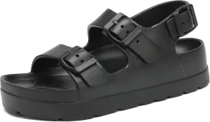 SOSOWHLTE Women's Platform Sandals with Arch Support - 3 Adjustable Straps Summer Beach Sandals, Lightweight & Slip-Resistant