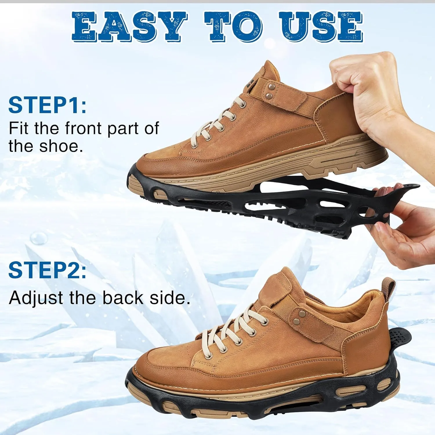 Spikeless Ice Cleats,Black Winter Grippers Perfect for Transitioning Between Outdoor&Indoor Surface Anti Slip Spikeless Crampons for Snow and Ice