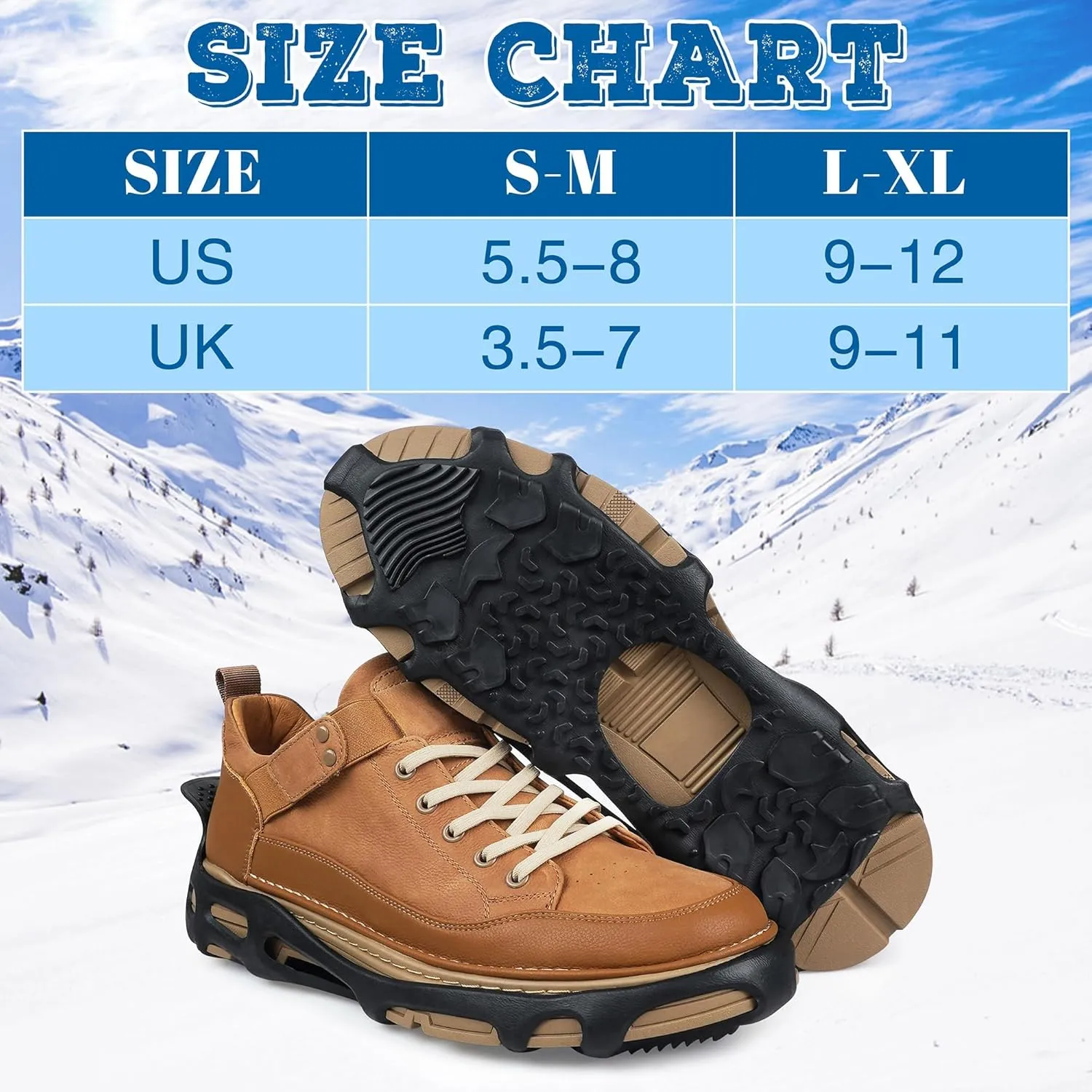 Spikeless Ice Cleats,Black Winter Grippers Perfect for Transitioning Between Outdoor&Indoor Surface Anti Slip Spikeless Crampons for Snow and Ice