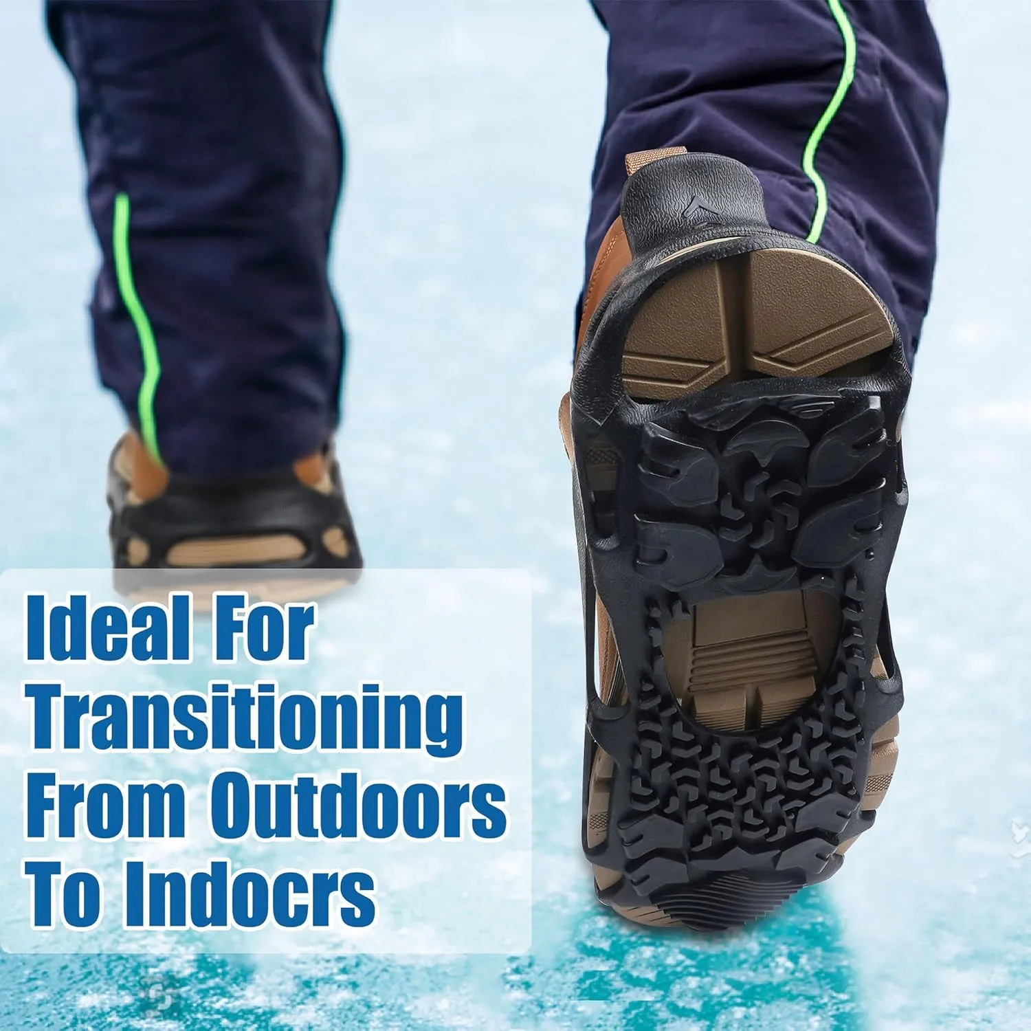 Spikeless Ice Cleats,Black Winter Grippers Perfect for Transitioning Between Outdoor&Indoor Surface Anti Slip Spikeless Crampons for Snow and Ice