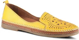 Spring Step Women's Ingrid Slip-On Premium Leather Loafers - Laser Cutout Design, Elastic Goring, Lightweight Flat Sole