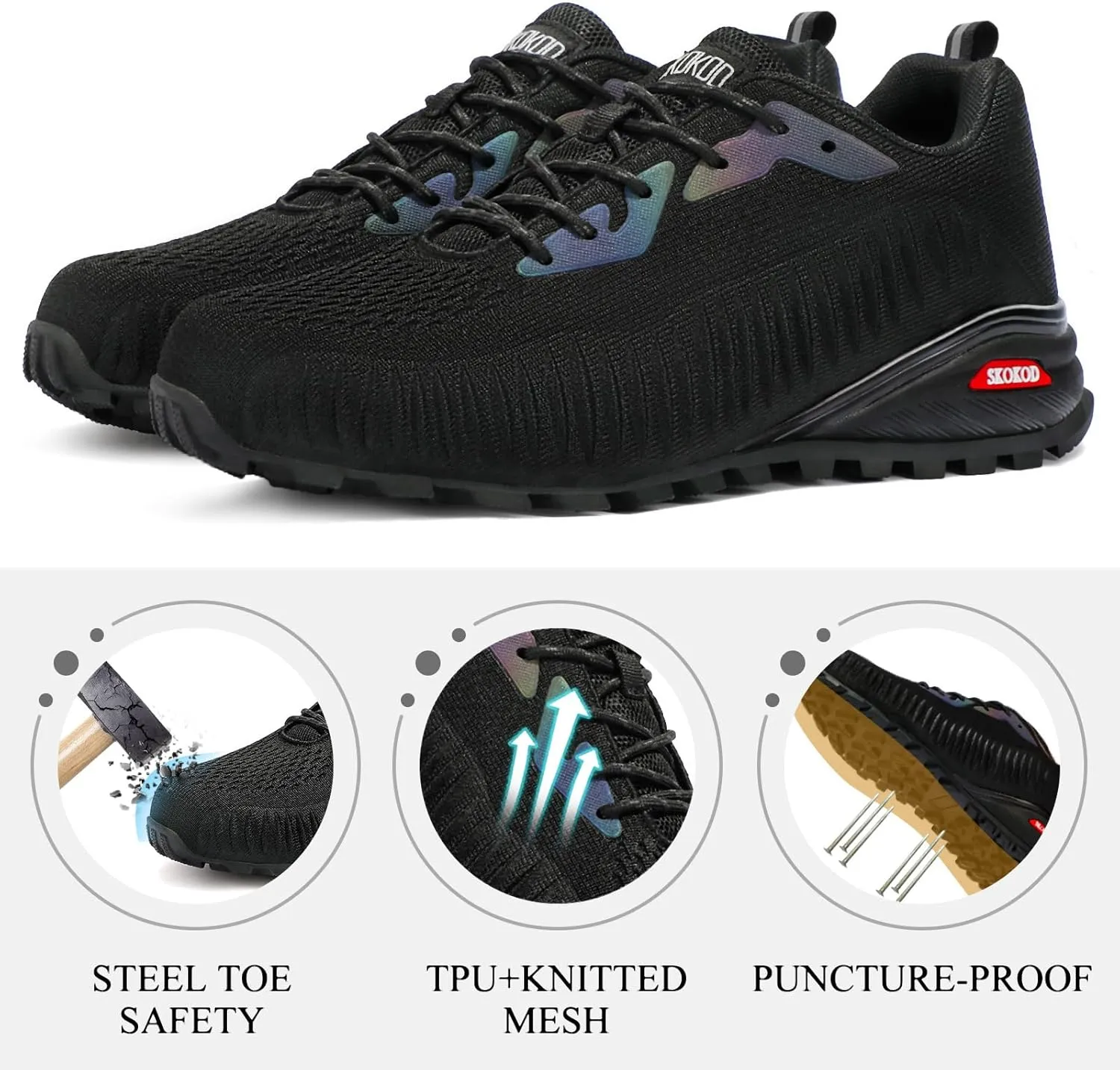 Steel Toe Shoes for Men Composite Work Shoes Comfortable Puncture Proof Lightweight Indestructible Sneakers