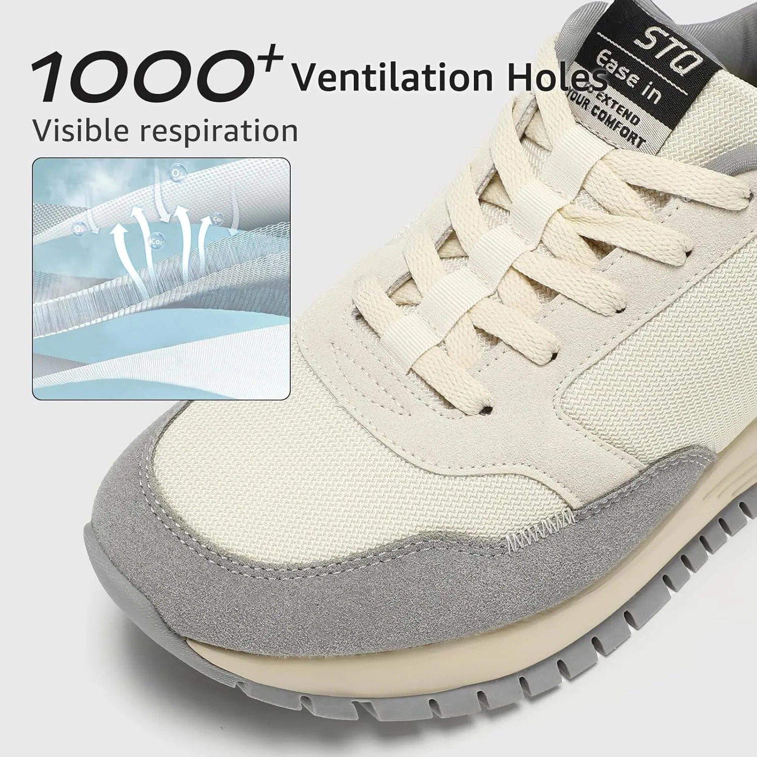 STQ Classic Sneakers for Men Lace-up Mens Walking Running Shoes Casual Tennis Shoes