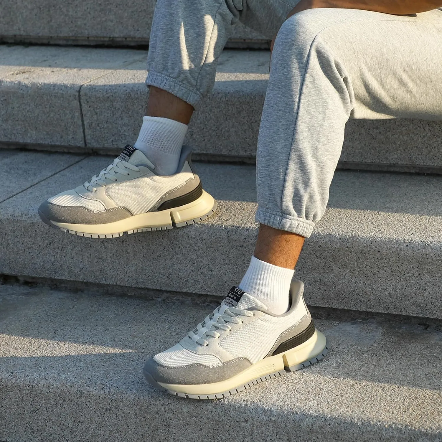 STQ Classic Sneakers for Men Lace-up Mens Walking Running Shoes Casual Tennis Shoes