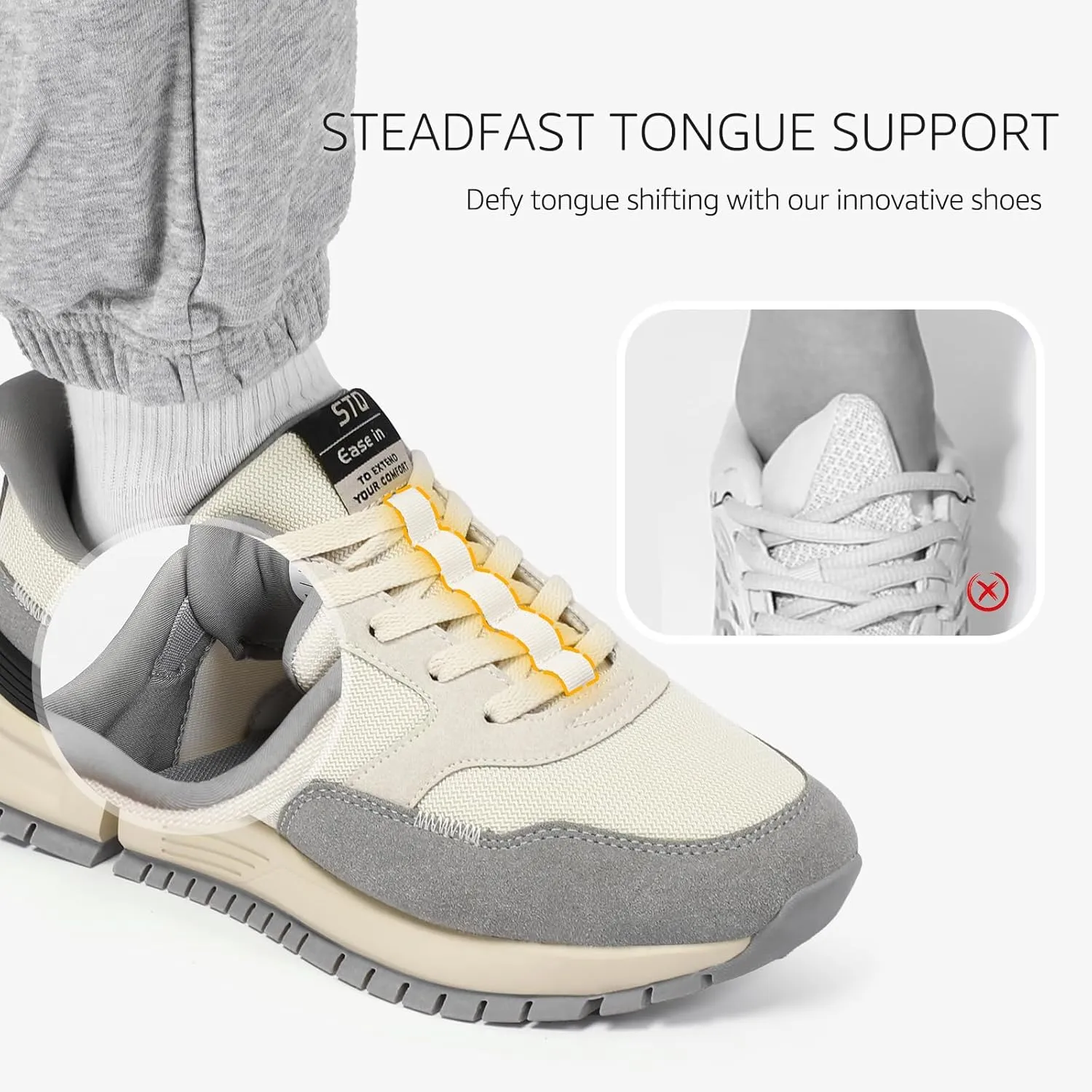 STQ Classic Sneakers for Men Lace-up Mens Walking Running Shoes Casual Tennis Shoes