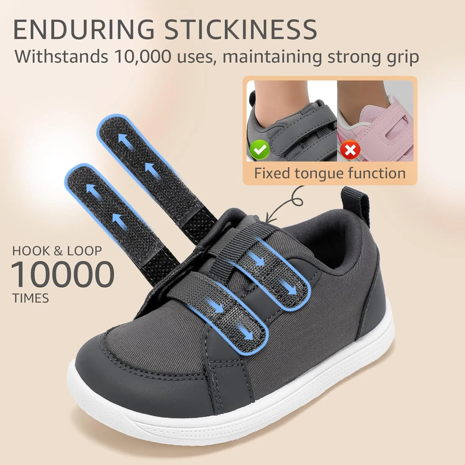 STQ Toddler Wide Toe Box Barefoot Shoes Girls Boys Sneakers Kids Tennis Shoes Lightweight Non-Slip Zero Drop First Walking Shoe Comfort Outdoor Activities School