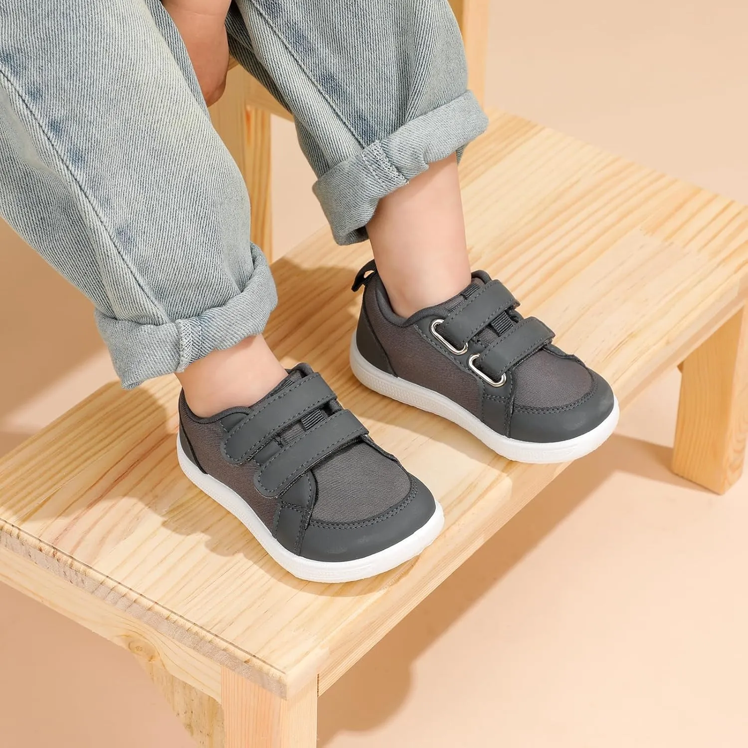 STQ Toddler Wide Toe Box Barefoot Shoes Girls Boys Sneakers Kids Tennis Shoes Lightweight Non-Slip Zero Drop First Walking Shoe Comfort Outdoor Activities School