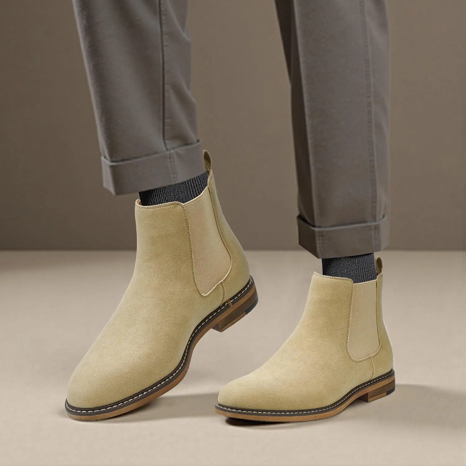 Temeshu Men's Chelsea Boots Casual Dress Boots Ankle Slip On Boots for Men MS25