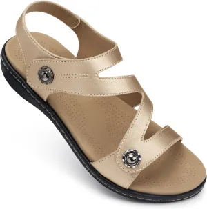 TEMOFON Womens Sandals Dressy Summer: Open Toe Comfortable Walking Flat - Arch Support Flat Sandals Size 5-11