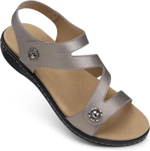 TEMOFON Womens Sandals Dressy Summer: Open Toe Comfortable Walking Flat - Arch Support Flat Sandals Size 5-11