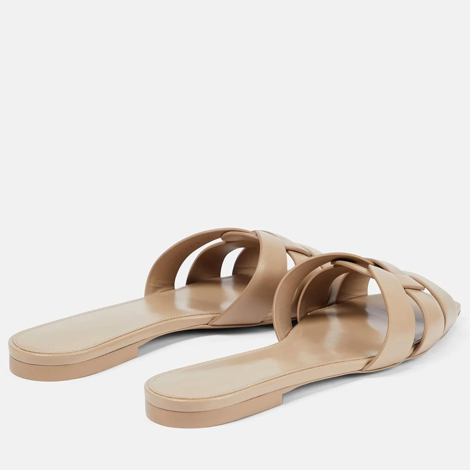 THESHY Women's Flat Sandals Square Toe Patent Leather Comfortable Slip on Slippers Casual Summer Dressy Beach Slide Sandals for Women