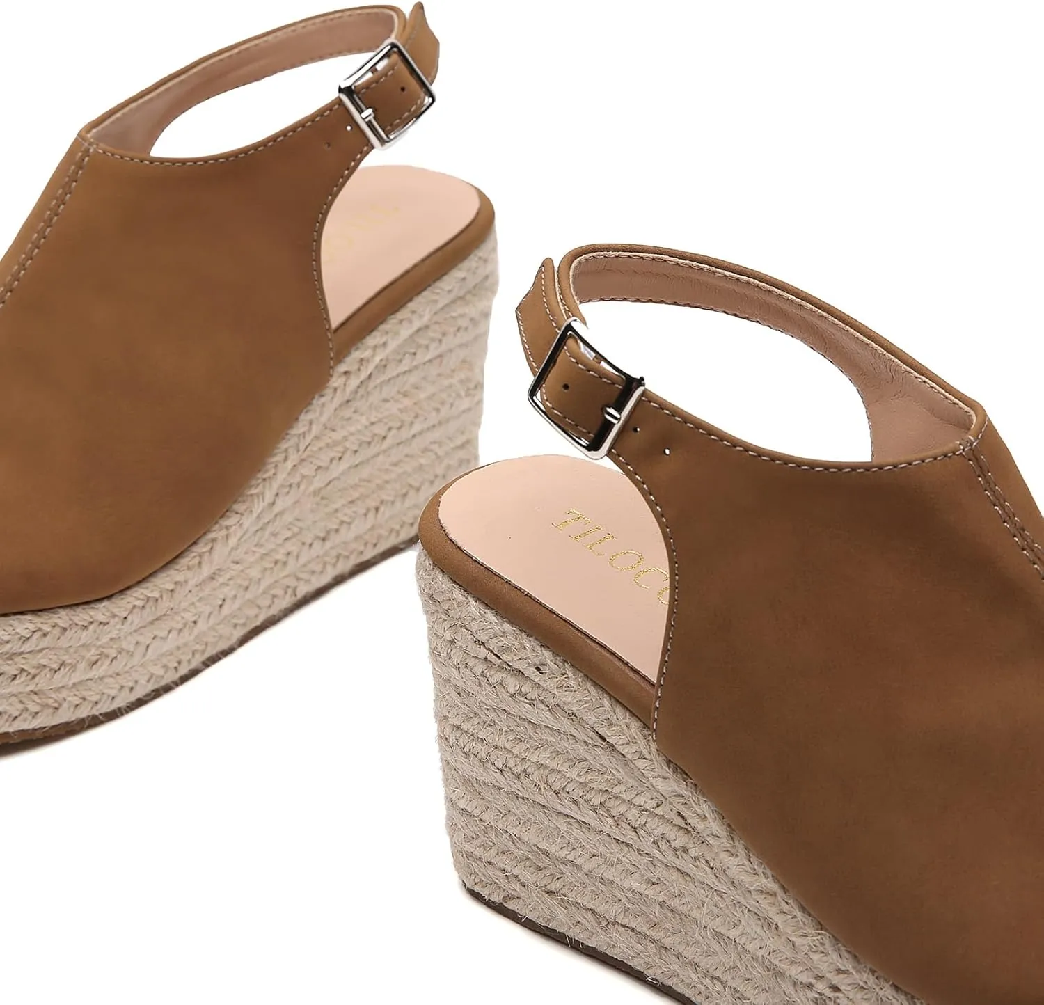 Tilocow Espadrilles Wedges for Women Open Toe Ankle Strap Platform Dressy Casual Sandals Travel Slides