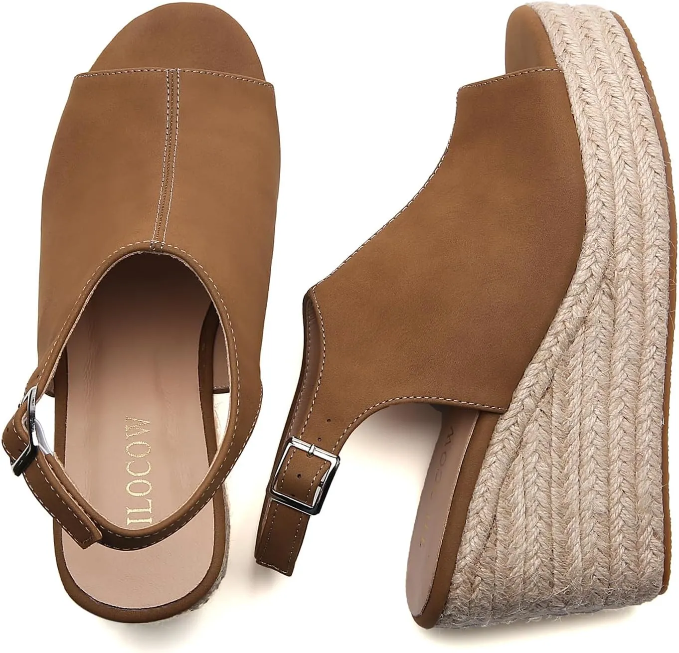 Tilocow Espadrilles Wedges for Women Open Toe Ankle Strap Platform Dressy Casual Sandals Travel Slides