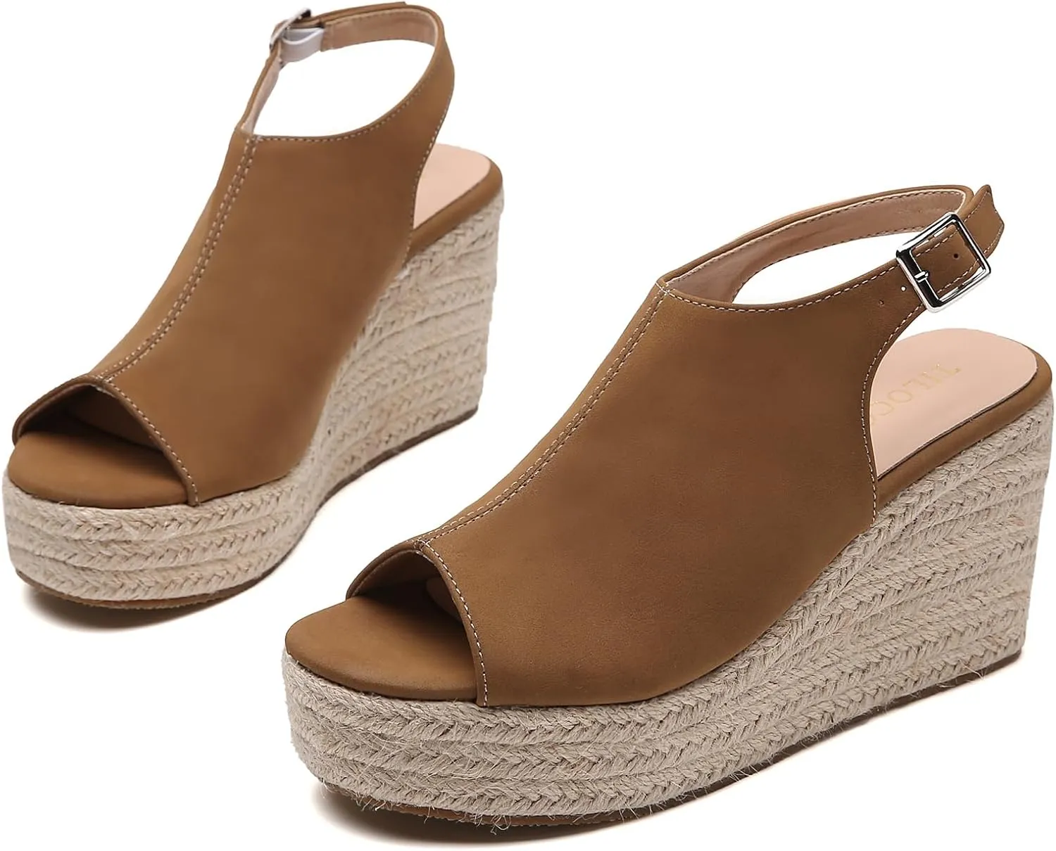 Tilocow Espadrilles Wedges for Women Open Toe Ankle Strap Platform Dressy Casual Sandals Travel Slides