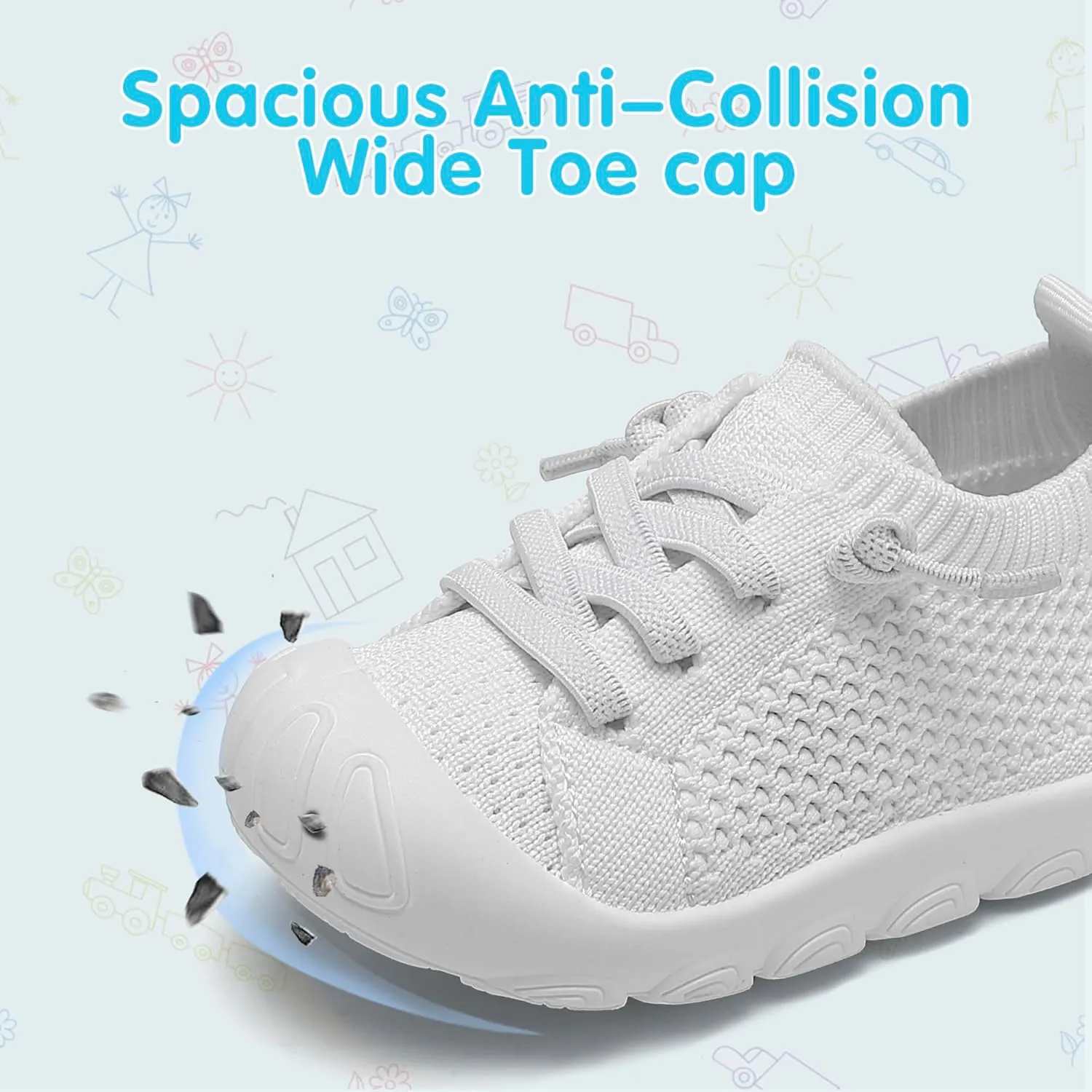 Toddler Baby Girls Boys Shoes Toddler Walking Sneakers Kids Barefoot Slip on Tennis Infant Shoes Lightweight Breathable for First Babies