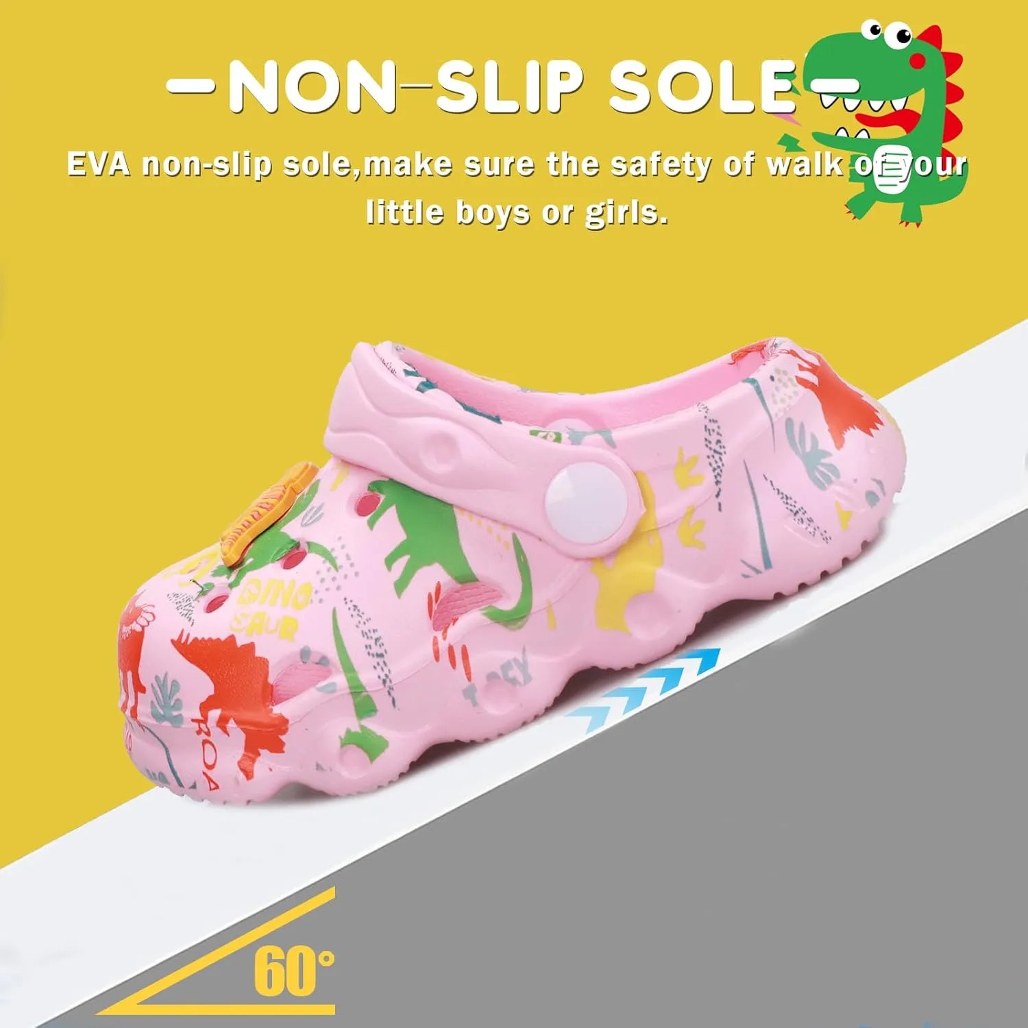 Toddler Clogs Boys Girls Kids Dinosaur Garden Shoes Slip on Sandals Slides Water Summer Shoes for Outdoor Beach Pool
