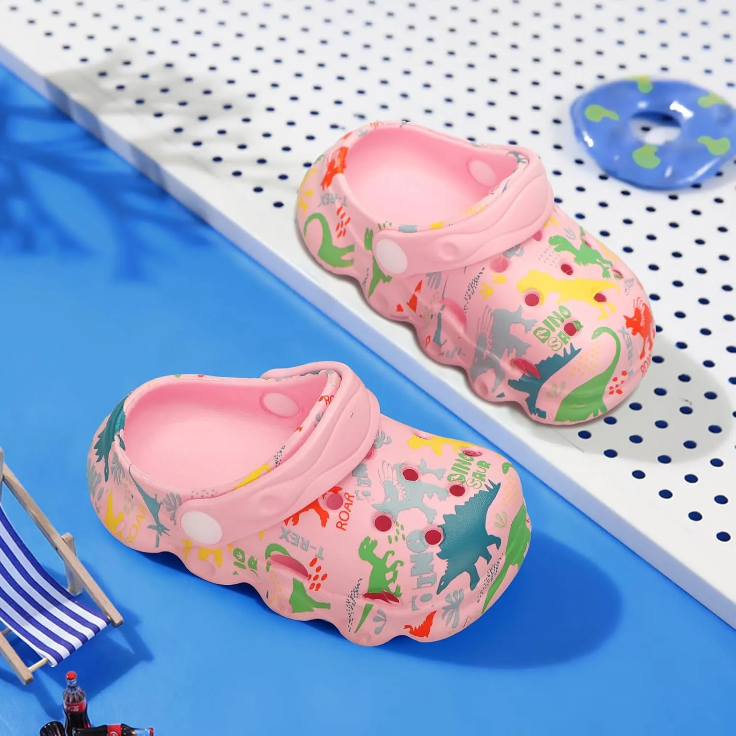 Toddler Clogs Boys Girls Kids Dinosaur Garden Shoes Slip on Sandals Slides Water Summer Shoes for Outdoor Beach Pool