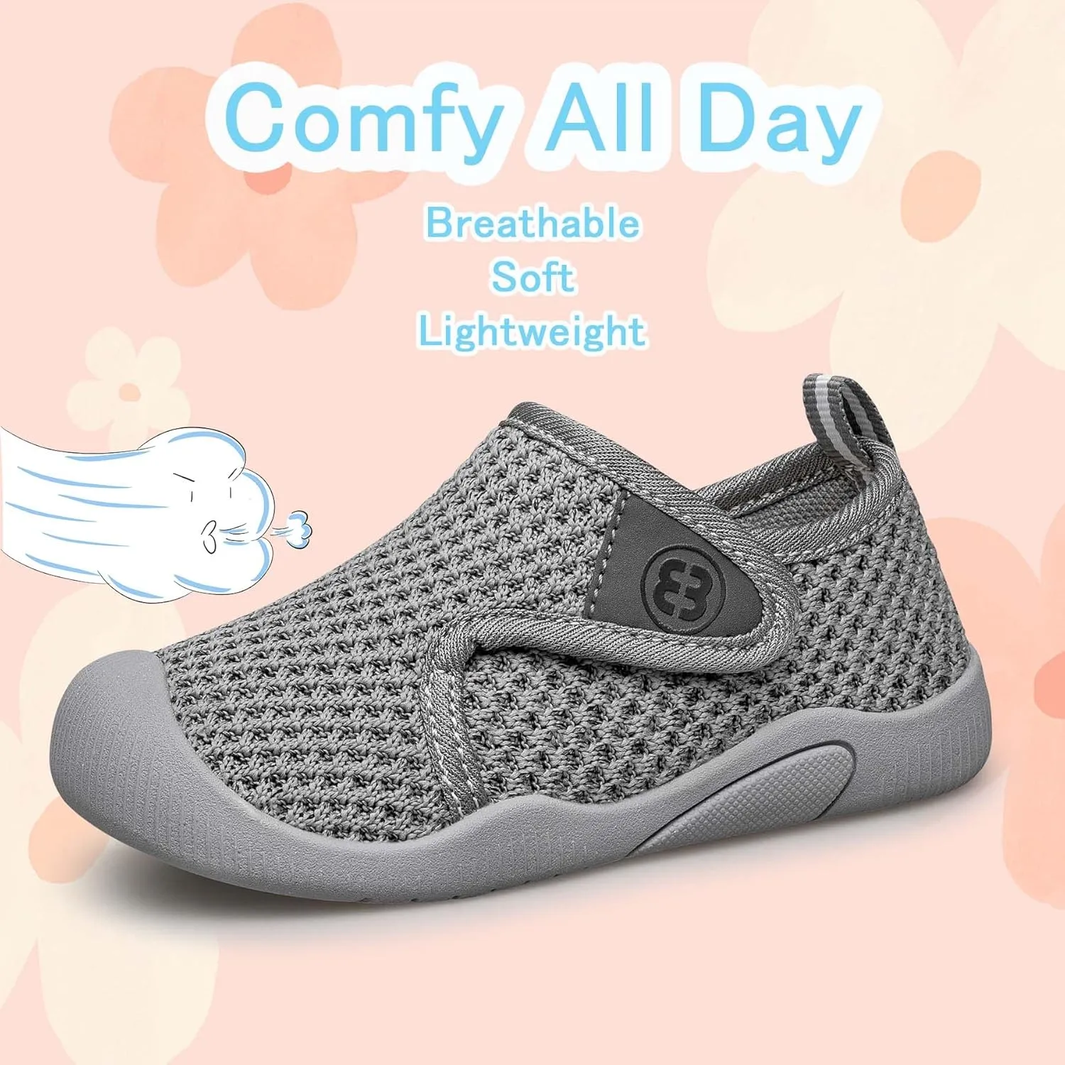 Toddler Tennis Shoes Boys Girls Lightweight Breathable Barefoot Shoes Wide Kids Slip On Sneakers