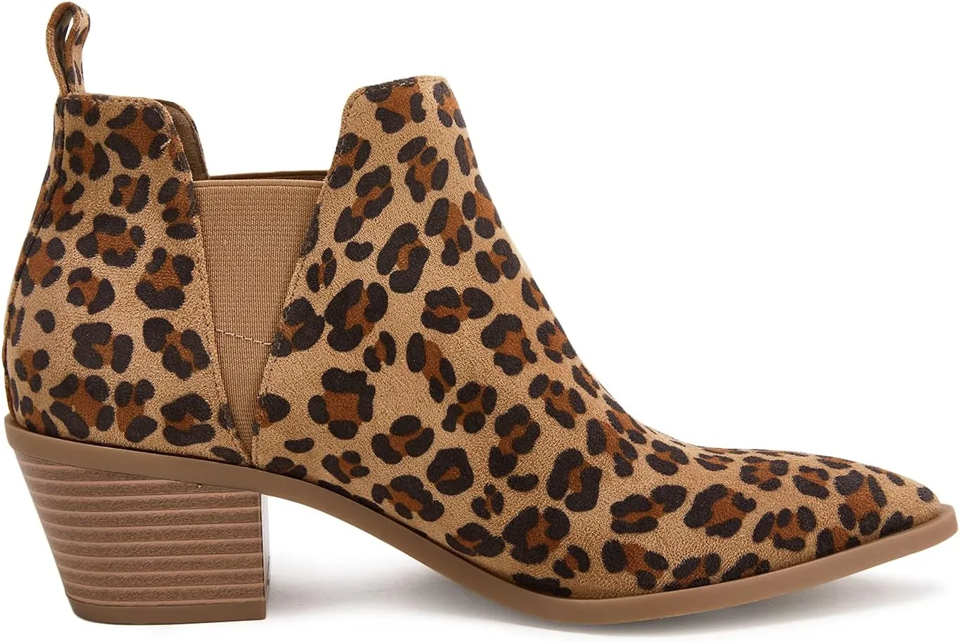 Trish Lucia Womens Ankle Boots Pointed Toe Stacked Chunky Heel Slip on Chelsea Short Booties