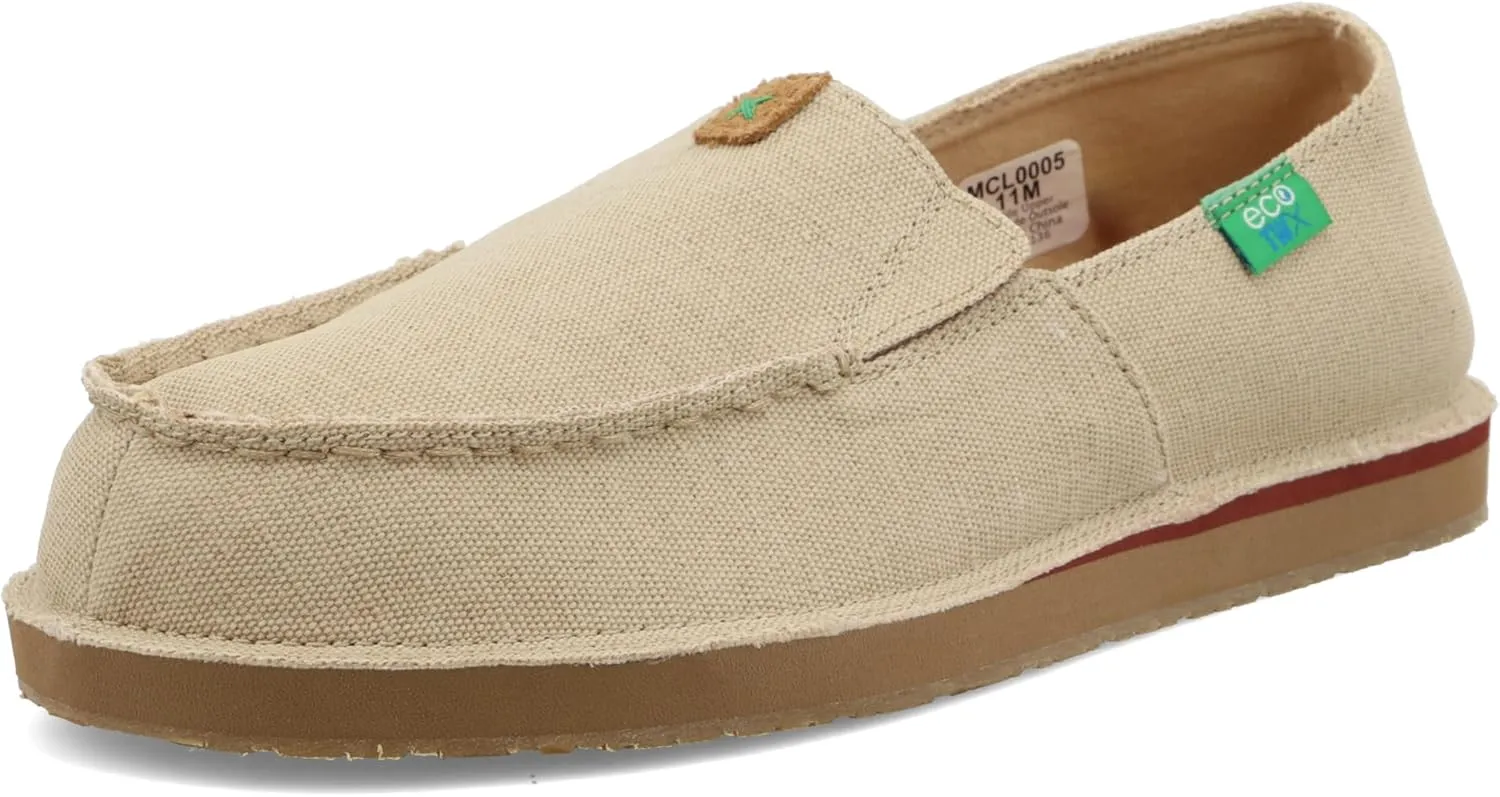 Twisted X Men's Slip-On Loafer, Moc Toe, Khaki, 12 W