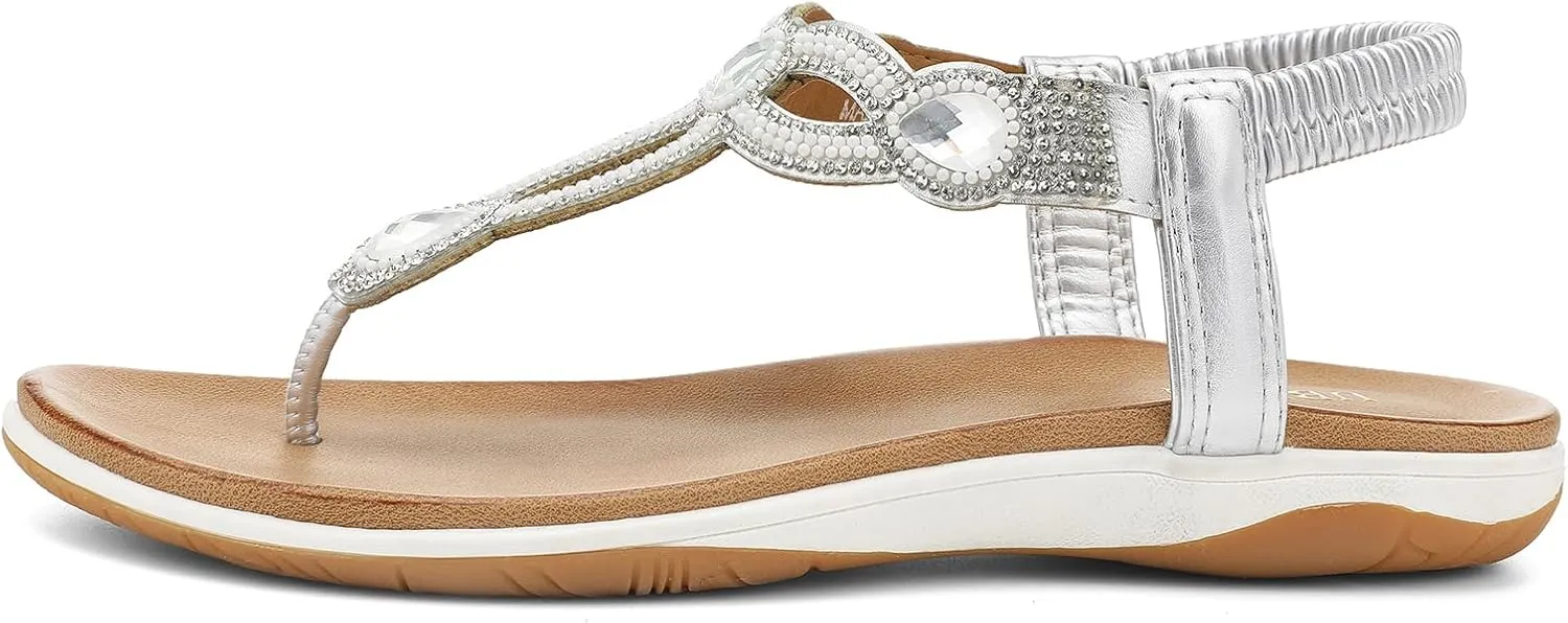 UBFEN Womens Flat Sandals Dress Braided T-Strap Thong Sandals with Arch Support Comfortable for Walking