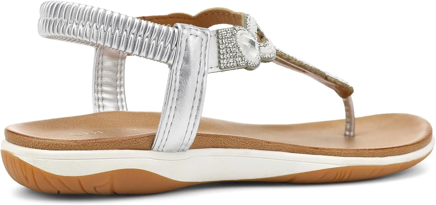 UBFEN Womens Flat Sandals Dress Braided T-Strap Thong Sandals with Arch Support Comfortable for Walking