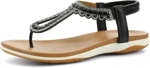 UBFEN Womens Flat Sandals Dress Braided T-Strap Thong Sandals with Arch Support Comfortable for Walking
