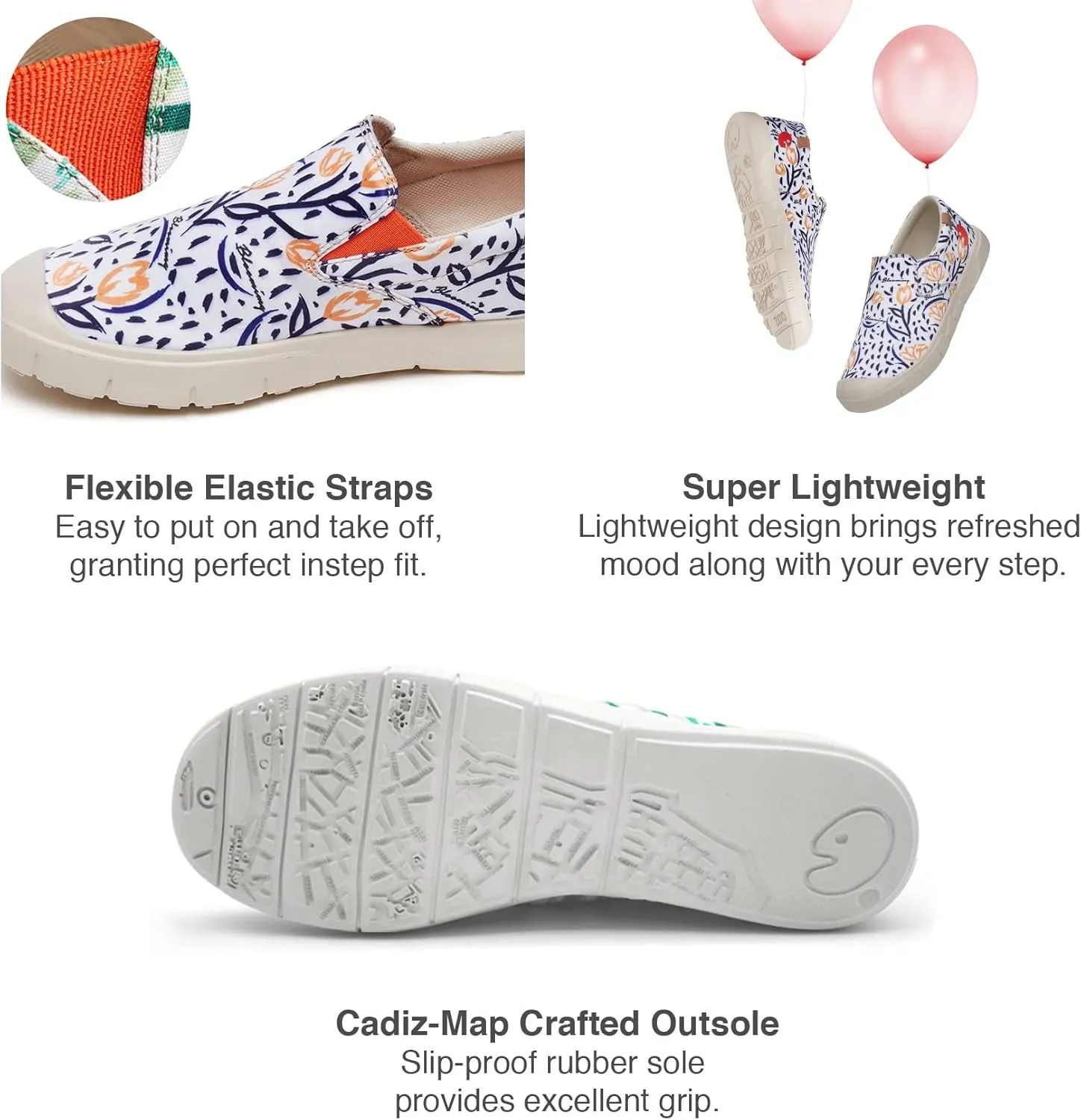 UIN Women's Fashion Sneakers Lightweight Walking Casual Slip Ons Loafers Comfortable Art Painted Travel Shoes Cadiz