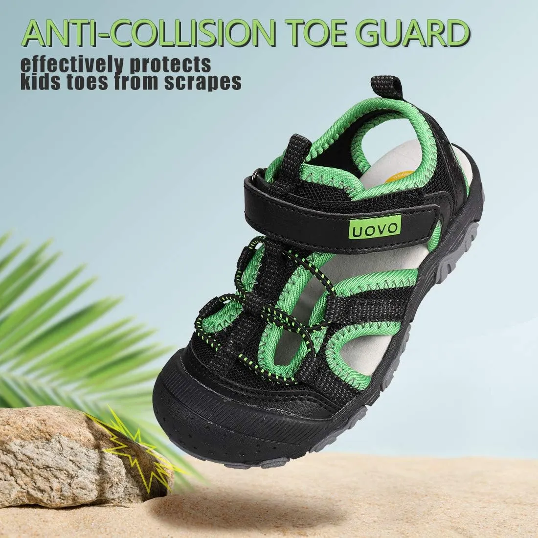 UOVO Boys Sandals Kids Sandals Hiking Athletic Closed-Toe Beach Summer Sandals for Boys Quick-Drying Slip Resistant