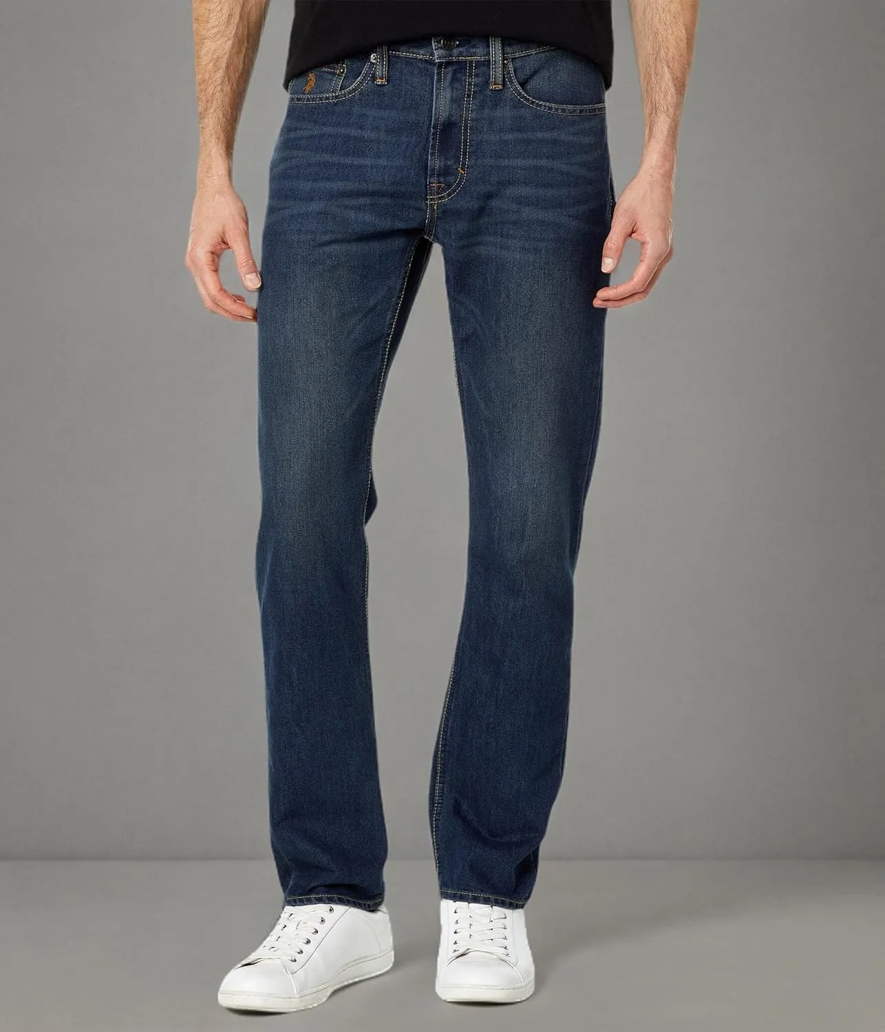 U.S. POLO ASSN. Slim Straight Stretch Five-Pocket Denim Jeans in Blue