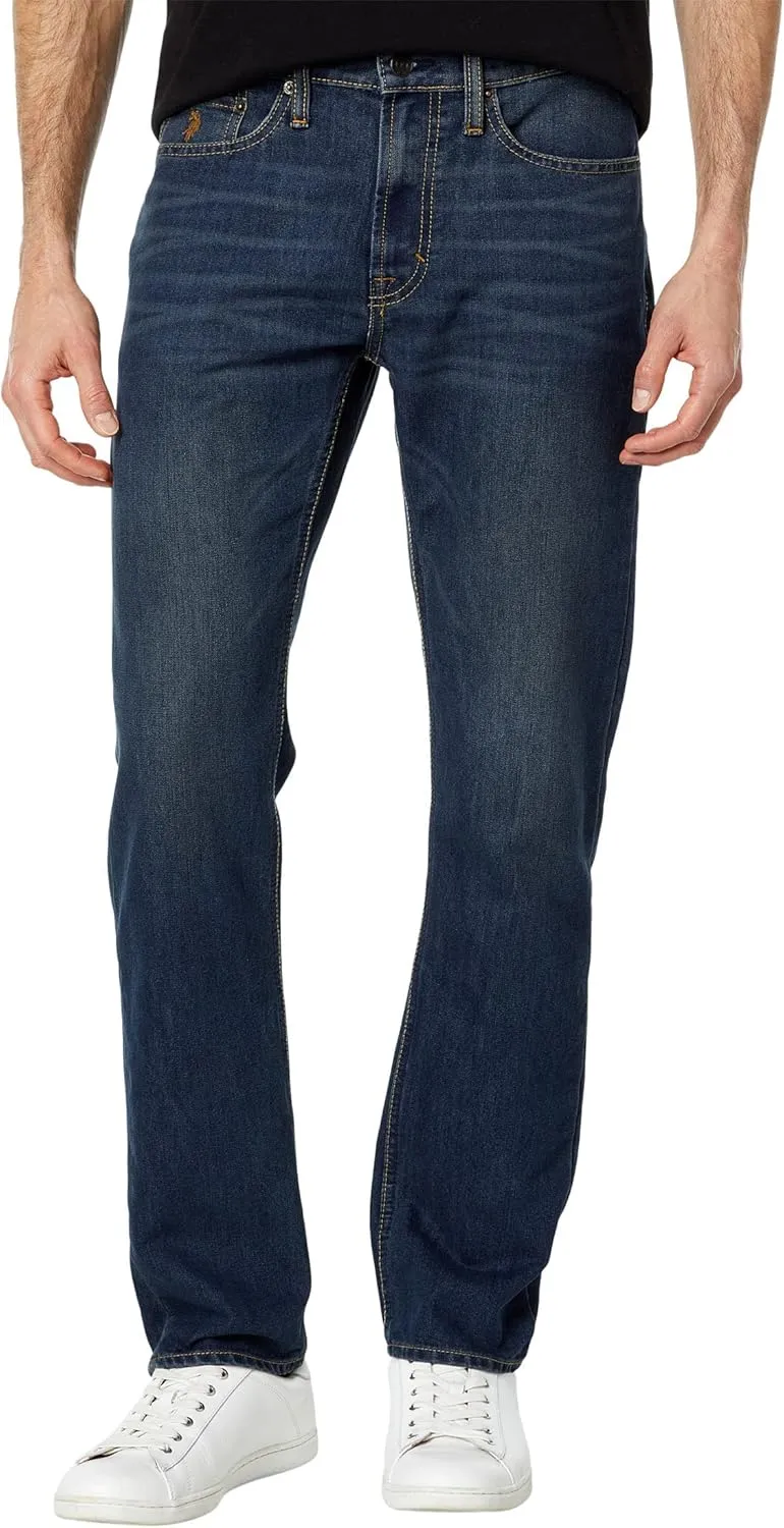 U.S. POLO ASSN. Slim Straight Stretch Five-Pocket Denim Jeans in Blue