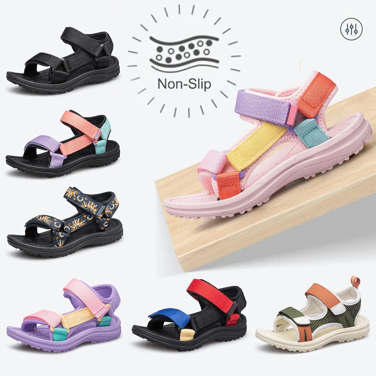 vibdiv Boys Girls Sandals Open-Toe Summer Outdoor Unisex Child Sport Sandals Athletic Lightweight(Toddler/Little Kid/Big Kid)