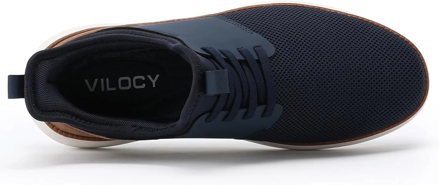 VILOCY Mens Slip On Casual Dress Shoes Hands Free Laceless Fashion Sneakers Comfortable Mesh Tennis Walking Shoes