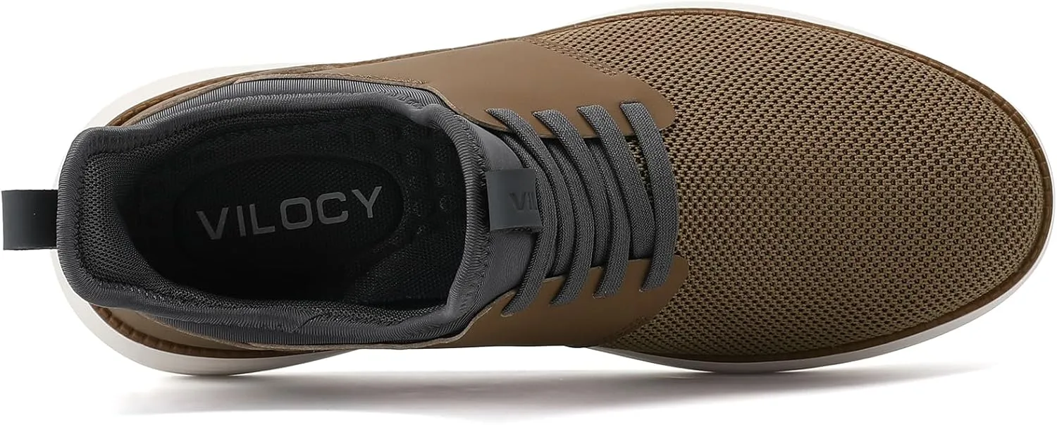 VILOCY Mens Slip On Casual Dress Shoes Hands Free Laceless Fashion Sneakers Comfortable Mesh Tennis Walking Shoes