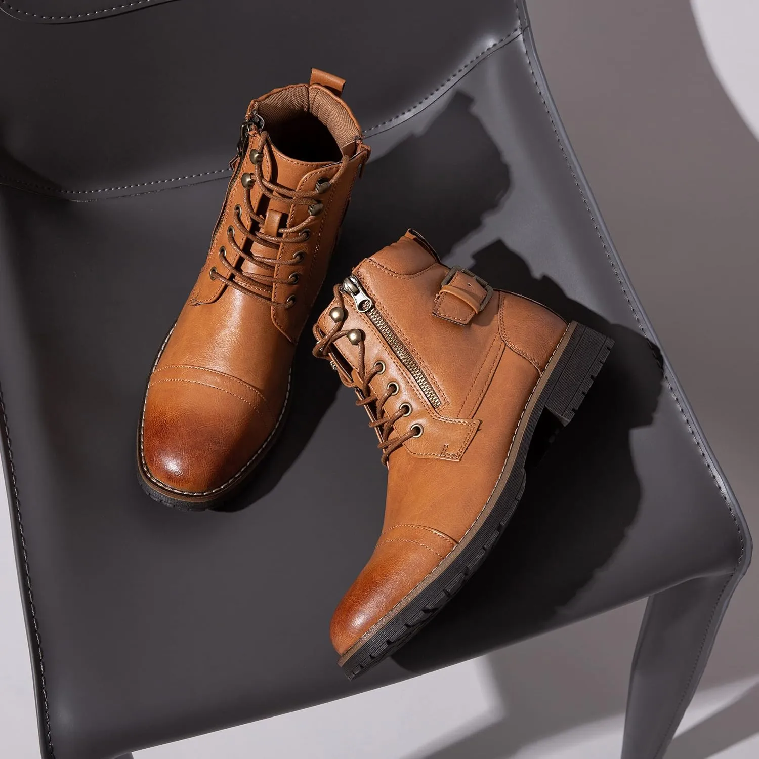 Vostey Men's Boots Boots for Men Casual Boots Motorcycle Combat Ankle Dress Boots Mens