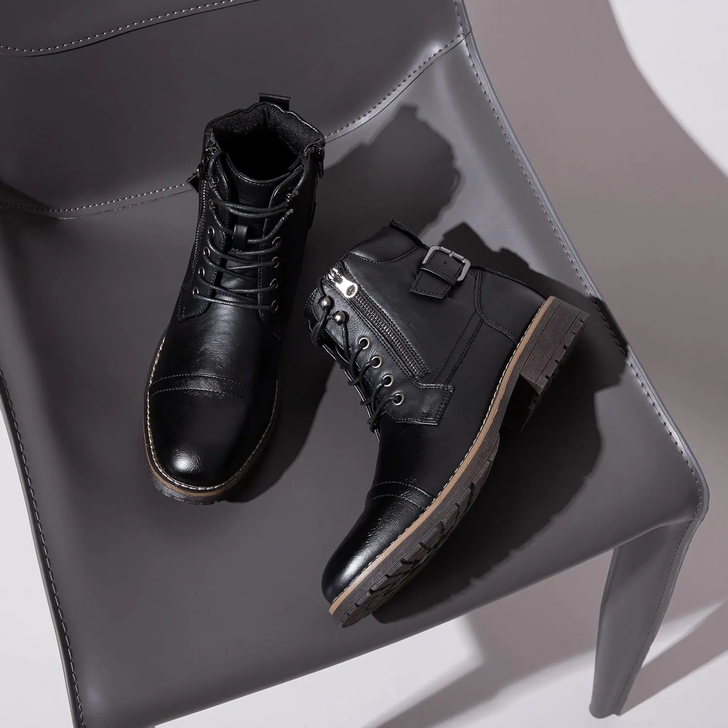 Vostey Men's Boots Boots for Men Casual Boots Motorcycle Combat Ankle Dress Boots Mens