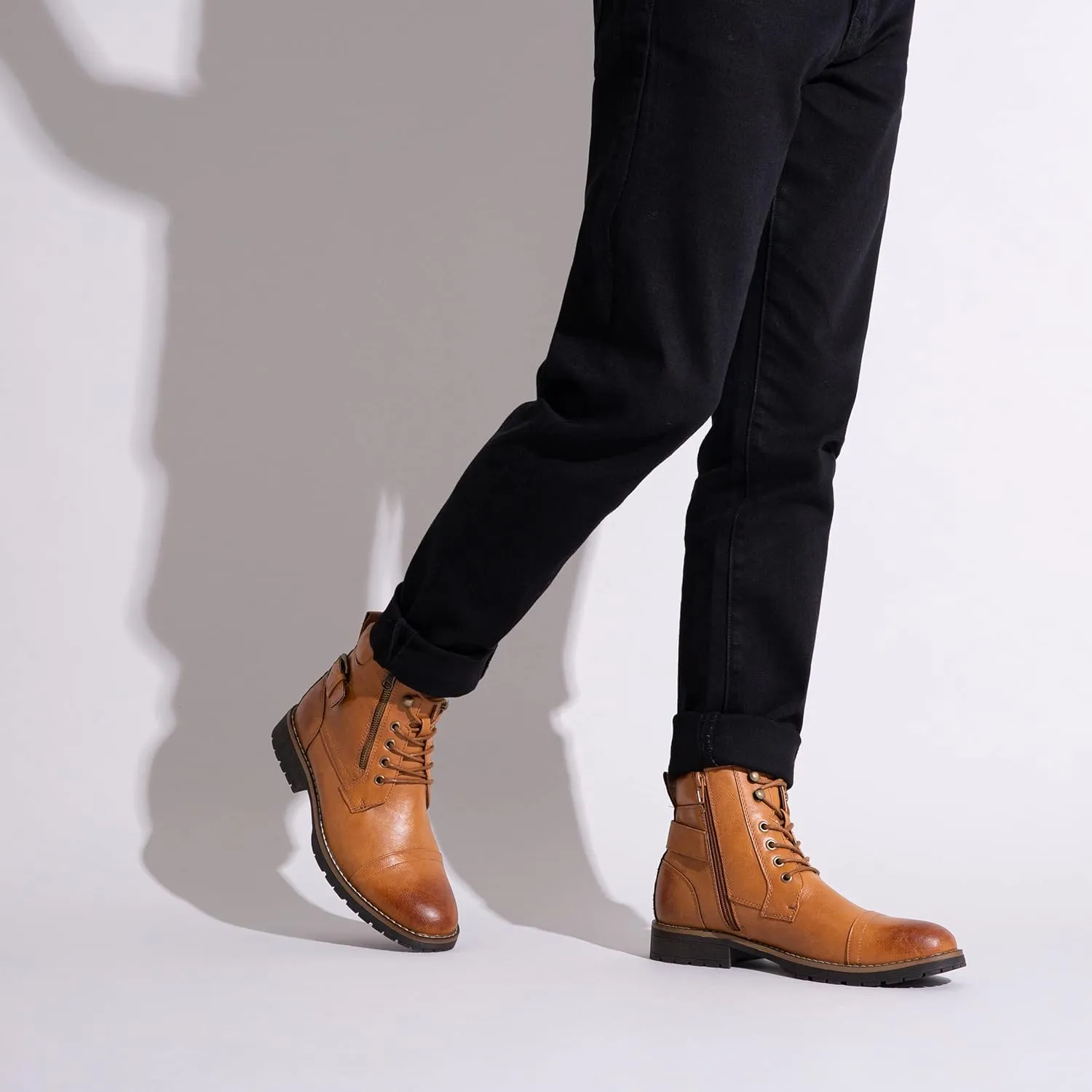 Vostey Men's Boots Boots for Men Casual Boots Motorcycle Combat Ankle Dress Boots Mens