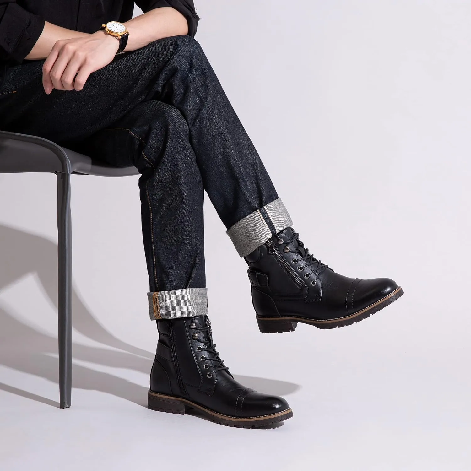 Vostey Men's Boots Boots for Men Casual Boots Motorcycle Combat Ankle Dress Boots Mens