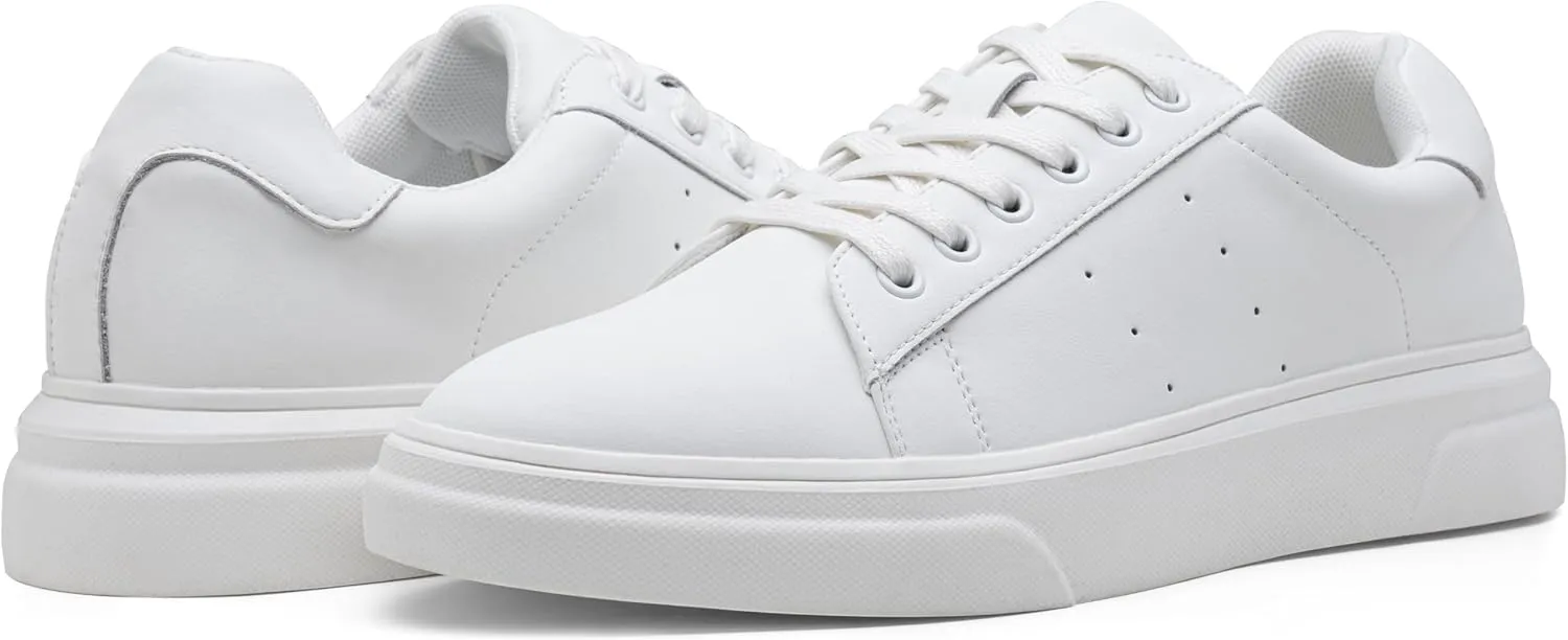 Vostey Men's Fashion Sneakers Leather White Shoes for Men Comfortable Mens Casual Shoes