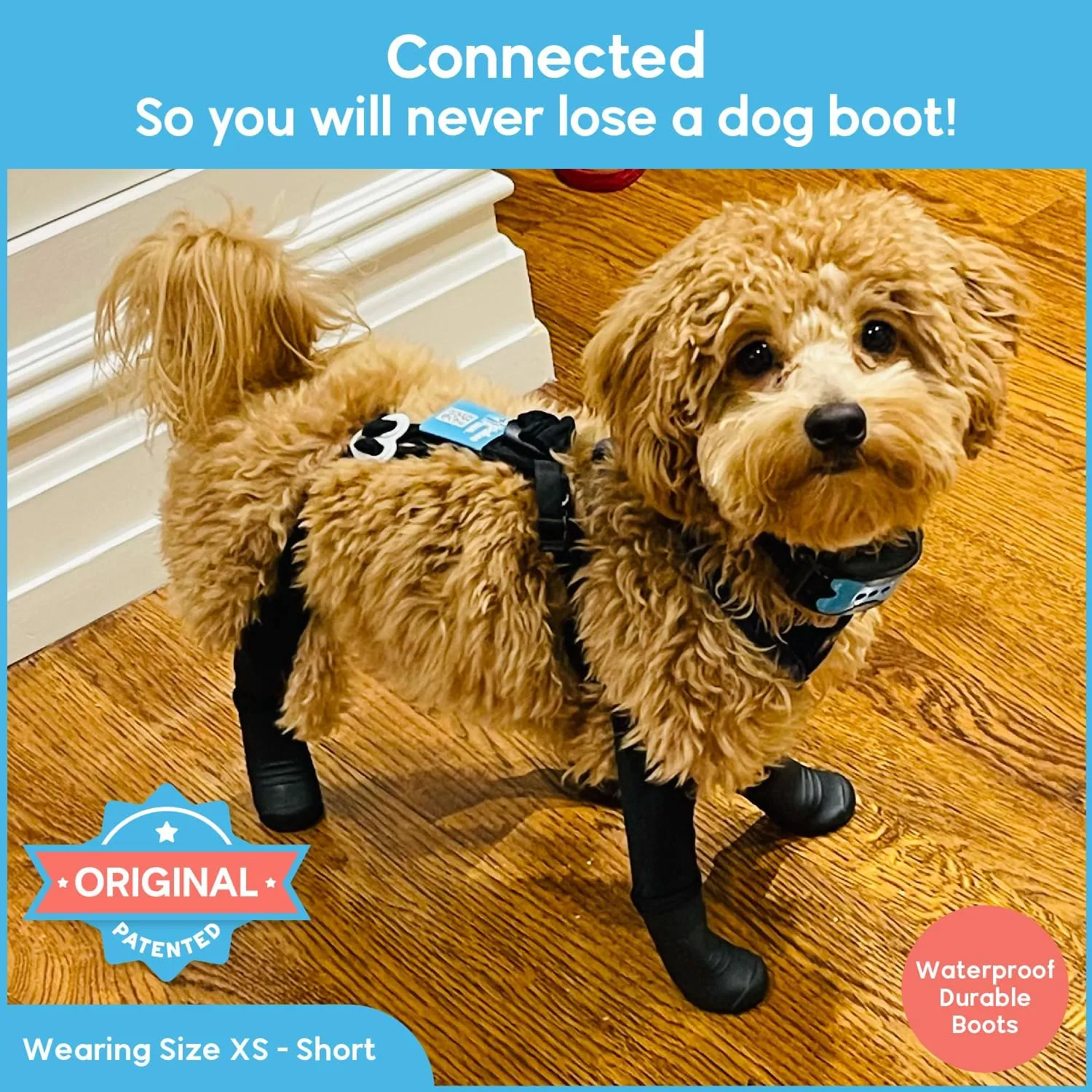 Walkee Paws Deluxe Easy-On, Dog Suspender Boot Leggings. Waterproof Booties for Small to Medium Sized Dogs, Dog Rain Boots, Protect from Hot Pavement, and Harsh Chemicals (Black, XS Short)