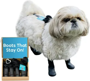 Walkee Paws Deluxe Easy-On, Dog Suspender Boot Leggings. Waterproof Booties for Small to Medium Sized Dogs, Dog Rain Boots, Protect from Hot Pavement, and Harsh Chemicals (Black, XS Short)
