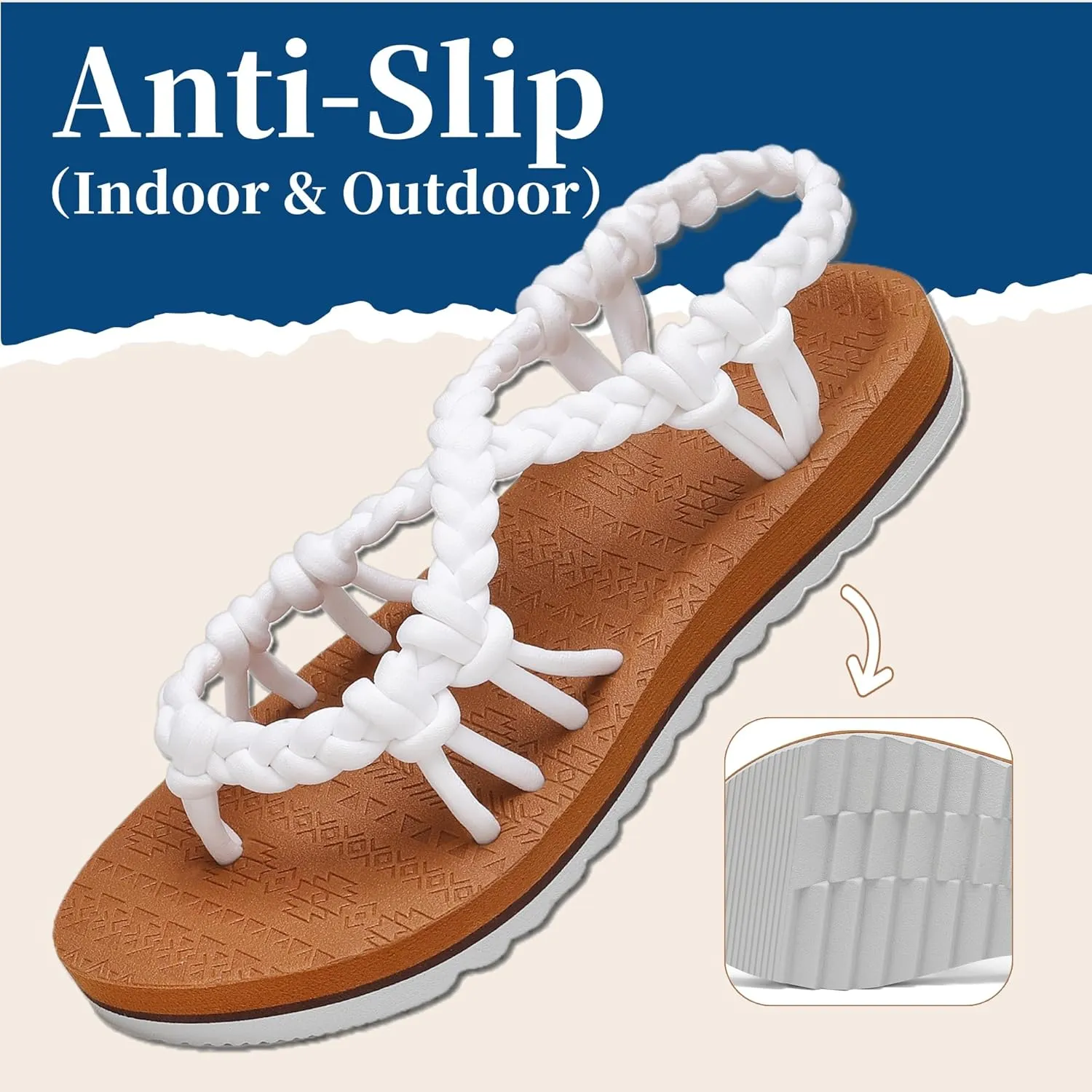 Walking Sandals Women,Arch Support Sandals Women's,Comfortable Flat Sandals with Flip Flops for Beach Travel